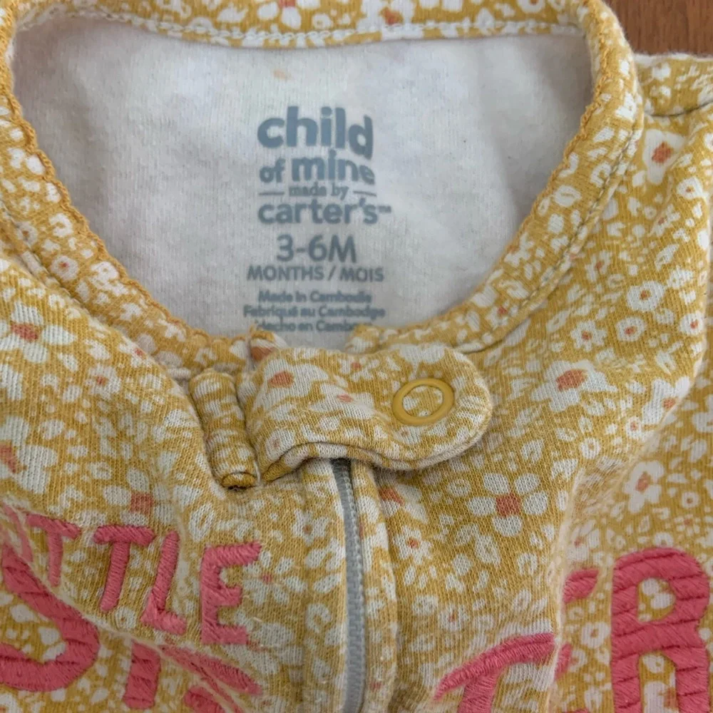 🍊5/$25 Carter's Mustard and Pink Footies One Piece size 3-6m - Picture 6 of 6